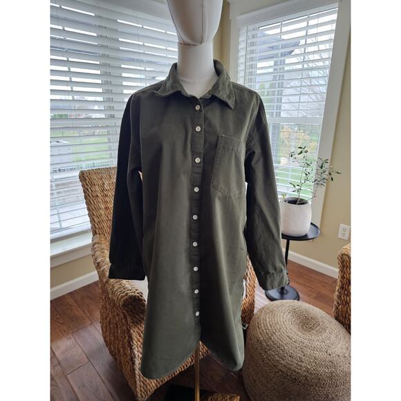 Madewell Mini Shirtdress Women's Size L Loeden Green Pockets Utility - Picture 2 of 9